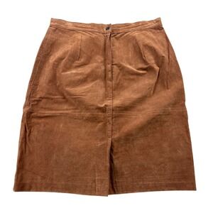 Vintage PELLE NEW YORK MILANO Suede Midi Skirt Brown Women's Size 14